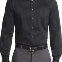 Van Heusen Men's Dress Shirt Regular Fit Ultra Wrinkle Free Flex Collar Stretch, Black, 17"-17.5" Neck 36"-37" Sleeve