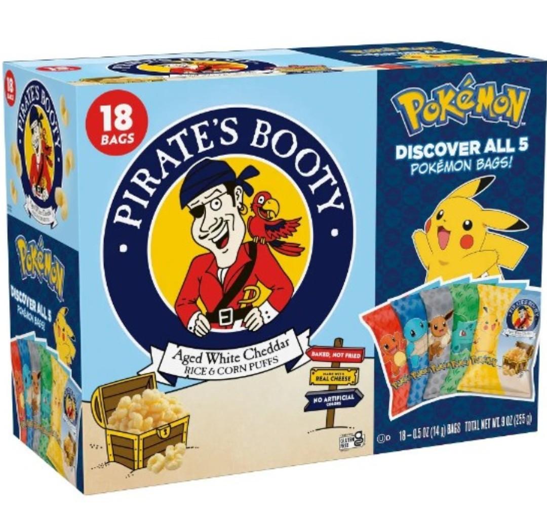 Pack of 3, Pirate's Booty Aged Chips White Cheddar Puffs Snack Multipack Pokemon - 9oz/18ct, 01/26/26