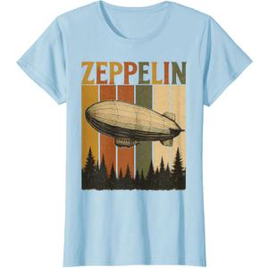 Retro Zeppelin Airship Shirt Vintage Rock Style Tee for Men T-Shirt 3T
