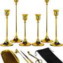 Gold Candle Holders - 6pcs Candle Stick Holder & 5pcs Candle Accessories, Candle Holders for Table Centerpiece Candle Sticks Holder Decor Candle Stand Candelabros Gold Taper Candle Holder