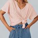 Tankaneo Womens Oversized Tshirts Knit V Neck Short Sleeve Tunic Tops Summer Casual Loose Fit Tee Shirts