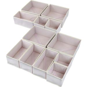 12 Pack Drawer Organizers for Clothing, Foldable Clothes Drawer Organizer for Underwear, Folded Clothes, Baby Clothing, Socks, Bra, Towels, Ties - Multi-pack Storage Box (Pink)