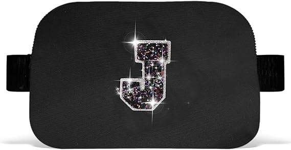 Graduation Gifts for Teens Kids Daughter Sister Her - Birthday Gifts for 3 4 5 6 7 8 9 10 11 12 13 Year Old Girls, Fanny Pack Crossbody Bag Belt Bag Cute Trendy Stuff | Black, Initial J, Black, Pack Of 2