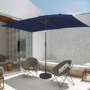 JEAREY 6.5x10 ft Rectangular Patio Umbrellas Rectangle Outdoor Umbrella with Push Button Tilt and Crank, Market Table Umbrella 6 Sturdy Ribs UV Protection for Poolside Garden Backyard Deck, Navy