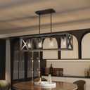 Farmhouse Dining Room Light Fixture - 4 Light Kitchen Island Lighting with Adjustable Height & Thickened Metal Dining Room Light Fixture Over TableChandeliers for Dining Room&Kitchen Island