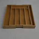 Expandable Bamboo Kitchen Drawer Organizer for Cutlery and Utensils, Adjustable Bamboo Wood Cutlery Tray in Drawer for Flatware and Silverware in Kitchen, (Natural) (7 Slots Expandable)