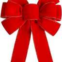 Satenwie Red Christmas Bows Large Velvet Bow for Wreaths, Tree, Outside Decorating, Outdoor (12 * 14 inch)