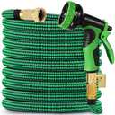 75 FT Expandable Garden Hose, 2025 New Flexible Water Hose 75FT with Leakproof Solid Brass Fittings, Reinforced Extra Strong Outer Fabric & Durable 3-layer Latex Core, Ultra Lightweight, No Kink