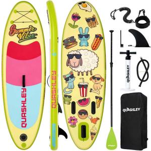 Quashley Kids Inflatable Paddle Boards,Stand Up Paddle Board for Children with Adjustable Paddle,Pump,Leash & Backpack for Lake,Ocean & River Swimming and Surfing