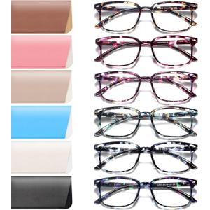 NOVIVON 6 Pack Reading Glasses Blue Light Blocking for Women Men, Lightweight Anti Eyestrain/ Glare Computer Readers (6 Pack Multicolor, 2.5)