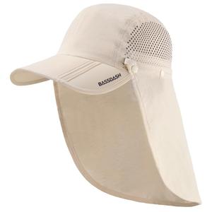 BASSDASH UPF 50+ Foldable Fishing Hat Baseball Cap with Removable Neck Flap Portable for Men Women Golf Hiking (Beige, One Size)