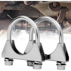 1.75" U-Bolt Muffler Exhaust Clamps, Saddle Style U-Bolt Clamp Fit 1.75" OD on Tip Pipes Connection (45mm-fit 1.75" OD)