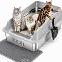 KalraMay XXXL Extra Large Stainless Steel Litter Box, Cool Gray