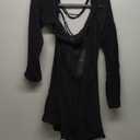 Women Sexy Off Shoulder Crochet Knitted Hollow Out Long Sleeve Romper Backless Bodycon Party Club Night Rompers (Large, Black)