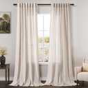 Nanspring Natural Linen Curtains Beige Semi Sheer 98 Inches Long Curtain for Living Room Bedroom 2 Panels Set Back Tab Rod Pocket Light Filtering Voile Window Drapes for Farmhouse Office W52xL98 (52"W x 98"L (Pack of 2))