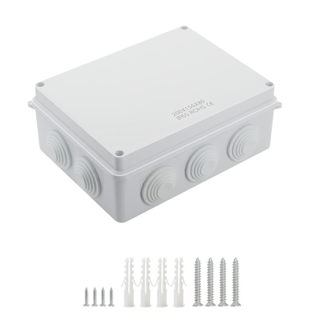 LeMotech ABS Plastic Dustproof Waterproof IP65 Junction Box Universal Electrical Project Enclosure White 7.8 x 6.1 x 3.1 inch (200 x 155 x 80 mm)