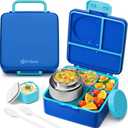 Fimibuke Bento Lunch Box for Kids Adult, 3-4 Compartment 60OZ Toddler Lunch Box Container with Leakproof 8OZ Insulated Food Jar, Sauce Jar, Utensil for School Boys Girls, BPA-Free Dishwasher Safe