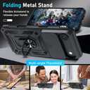 Janmitta Case for iPhone 17 Air Phone Cover Built in Slide Camera Lens Cover+Screen Protector,Heavy Duty Shockproof Full Body PhoneCase with Finger Ring Holder Kickstand,Black