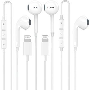 2 Pack Wired Headphones for iPhone,Earbuds Earphones Built-in Microphone & Volume Control,Compatible with iPhone 14/13/12/11/XR/XS/X/8/7/Pro/Pro Max..