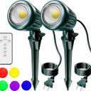 BYQY Outdoor Spot Lights for Yard,120V Plug-in Christmas Spot Lights with Timer Remote Control,6000K Landscape Lighting with 5 Color Lenses (Red,Yellow,Green,Blue,Purple),IP67 Waterproof,2 Pack