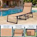 2 Pack Outdoor Folding Chaise Lounge 5-Position Adjustable Recliner 400LB Heavy Duty Portable Patio Camping Beach Chair, Beige