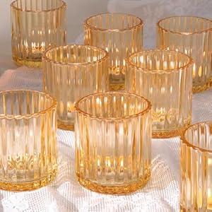 Gold Large Votive Candle Holder Set of 8, Tea Lights Candle Holders for Wedding Table Centerpieces, Boho Decor, Home Dinner Birthday Party Decor, Bridal Shower and Holiday Decorations