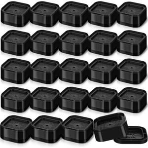 Ecally 24 Pack Furniture Risers Adjustable Bed Desk Leg Risers 1.38" Stackable Heavy Duty Square Bed Raising Blocks for Mattress Table Leg Desk Chair Couch Sofa Dorm (Black)