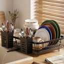 Dish Drying Rack for Kitchen Counter, Large Capacity Rust Resistant Rack with Removable Utensil Holder, Space-Saving Sink Organizer for Home and Apartment, 12" W x 16.6" L (Black)