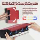 tombert Card Storage Box - 1800+ Capacity Case with 6 Dividers & Secure Magnetic Seal for TCG, MTG, YuGiOh, Sport Cards (3 Rows-White & Red)