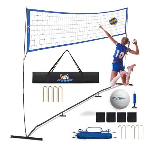 Outdoor Volleyball Net for Backyard. 12FT/20FT/32FT, 4 Adjustable Height Options, Ball with Pump, Boundary Markers, Carry Case and Stakes Included