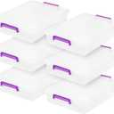 IRIS USA 6 Qt. Plastic Craft Storage Container Bins with Lids, 6 Pack, Small Art & Office Supply Organizer Tote, Sensory Bins & Boxes for Home & University, Stackable, Secure Latch Buckles, Clear