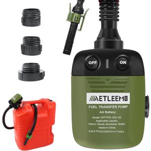 Automatic Fuel Transfer Pump with Auto-Stop, 47" Extra-Long Hose 2.4 GPM, Battery-Powered Gas Can Pump, 3 Tank Adapters for Gasoline Diesel Engine Oil