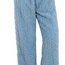 LYCY Fluffy Pajama Pants for Women, Comfy Fuzzy Pj Bottoms with Pockets Drawstring Fleece Sleepwear Soft Winter (Medium, Dark Blue)