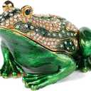 Frog Trinket Boxes Hinged Enamel Hand-Painted Jewelry Box Animals Figurine Craft Ornaments Unique Gift for Home Decor