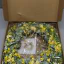 Sggvecsy Yellow Daisy Wreath 24 Inch Spring Summer Wreath Fake Silk Floral Wreath with Green Eucalyptus Leaves and Lavender for Front Door Window Wall Wedding Farmhouse Festival Decor