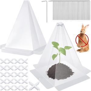Garden Cloches for Plants, 20 Pack Plastic Small Plant Seedling Protector, Reusable Clear Bell Covers with 40pcs Metal Stakes, Mini Greenhouse Against Sun, Frost, Snails, Birds, 7.8" x 11"