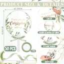 Roowest 50 Pcs Wedding Hand Fans for Guest Plastic Transparent Leaf Handheld Wedding Fans Bulk with Ribbon Thank You for Celebrating with Us Greenery Hand Fan with Handle for Baby Shower Bridal Shower