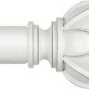 KAMANINA Curtain Rods for Windows 48 to 84 Inch, White Single Heavy Duty Curtain Rod Adjustable, 7/8 Inch Decorative Drapery Rod 32 to 86 Inch(2.6-7.1Ft), Netted Texture End