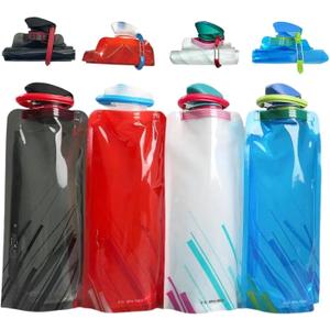 4 Pack Collapsible Water Bottles for Travel 24oz Foldable Water Bottle with Leakproof Lid, Food-Grade Silicone Portable Reusable BPA-Free Water Bottle for Hiking, Sports, Camping, Biking