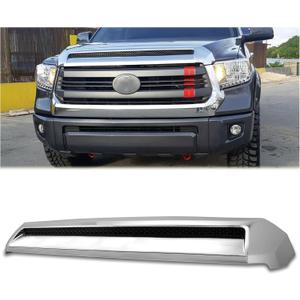 Kojem Hood Molding Compatible with 2014-2021 Toyota Tundra Hood Scoop Chrome Platinum Style Silver Front Upper Grille Replacement for 761800C030 TO1231102 REPT133702