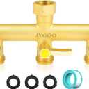 Garden Hose Splitter, Brass 3 Way Hose Splitter, 3/4" Water Hose Splitter 3 Way Heavy Duty with Metal Shutoff Valve and Extension Handle, Outdoor Faucet Splitter Water Spigot Splitter Manifold