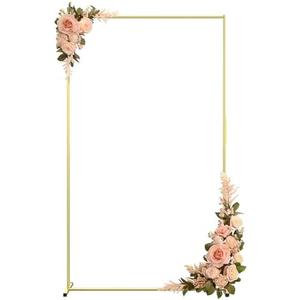 Metal Wedding Arch Backdrop Stand 6.6x3.3 FT Gold Square Balloon Arch Frame for Ceremony Party Birthday Bridal Baby Shower Anniversary Arbor Balloon Decoration