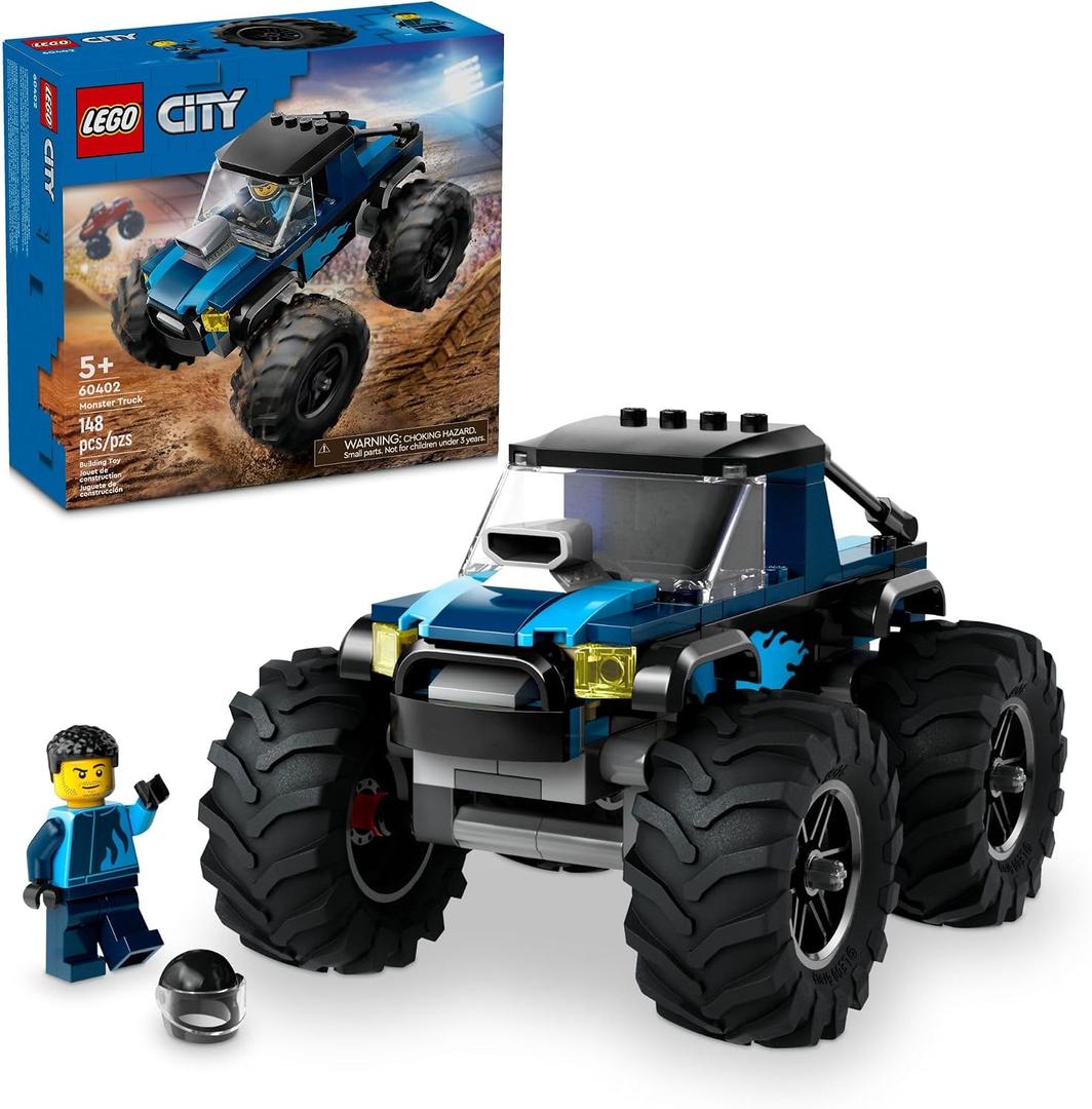 LEGO City Blue Monster Truck Off-Road Toy Playset with a Driver Minifigure, Imaginative Toys for Kids, Fun Gift for Boys and Girls Aged 5 Plus, Mini Monster Truck, 60402, 2.9 inches