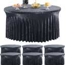 6 Pack Black Velvet Round Tablecloths for 60 inch Table, Wrinkle Free Stretchy 120 inch Spandex Fitted Round Table Cloths Covers Washable Clothes for Wedding Birthday Parties Banquet