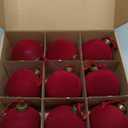 9 PCS Christmas Velvet Balls Flocked Xmas Tree Ball Ornaments Christmas Large Ball Set Xmas Tree Hanging Decoration (Red, 4inch)