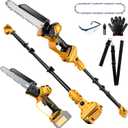 2-IN-1 Cordless 8 Inch Pole Saw & Mini Chainsaw For DE Walt 20V MAX Battery, 15.8 FT Max Reach, Auto Oiling, Brushless Electric Pole Saws for Tree Trimming & Branch Cutting (No Battery)