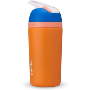 Owala Kids Flip Insulation Stainless Steel Water Bottle with Straw, Locking Lid Water Bottle, Kids Water Bottle, Great for Travel, 14 Oz, Orange and Blue (Blue Citrus)