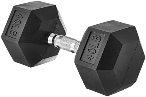 Amazon Basics Rubber Hex Dumbbell Hand Weight, 40 pounds