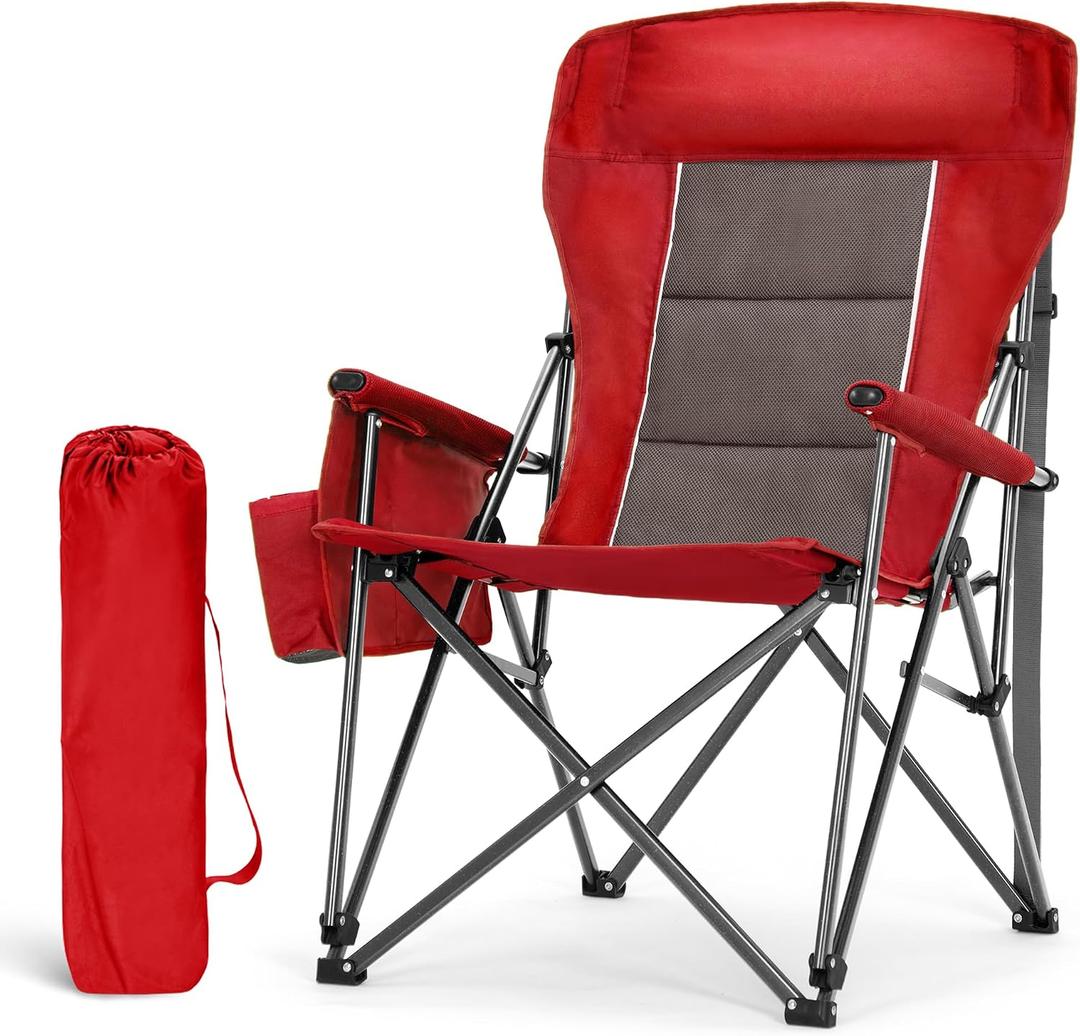LET'S CAMP Oversized Camping Chairs High Back Heavy Duty Lawn Chair 500LBS, Single Pack