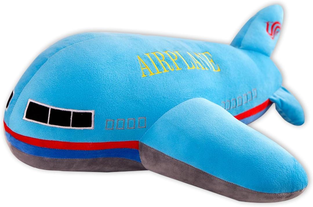 Stuffed Airplane Plush Toys Blue Plane Pillow,Gifts for Kids Adults 15.7 inches